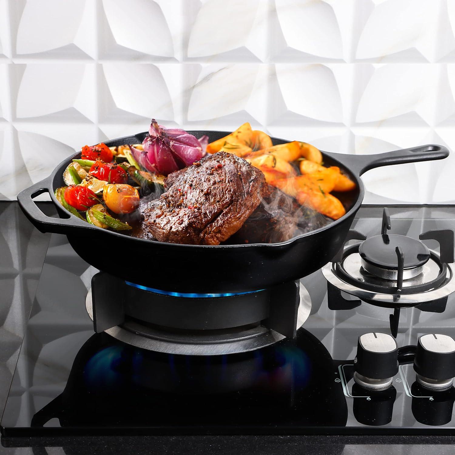 image:imageUtopia Kitchen Cast Iron Frying Pan 1025 Inch Cast Iron Chefs Pan Pre Seasoned Skillet Safe Grill Cookware for Indoor amp Outdoor Use BlackBlack