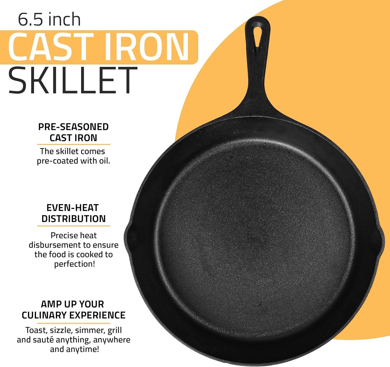 image:imageUtopia Kitchen Cast Iron Frying Pan 1025 Inch Cast Iron Chefs Pan Pre Seasoned Skillet Safe Grill Cookware for Indoor amp Outdoor Use BlackBlack