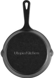image:imageUtopia Kitchen Cast Iron Frying Pan 1025 Inch Cast Iron Chefs Pan Pre Seasoned Skillet Safe Grill Cookware for Indoor amp Outdoor Use BlackBlack