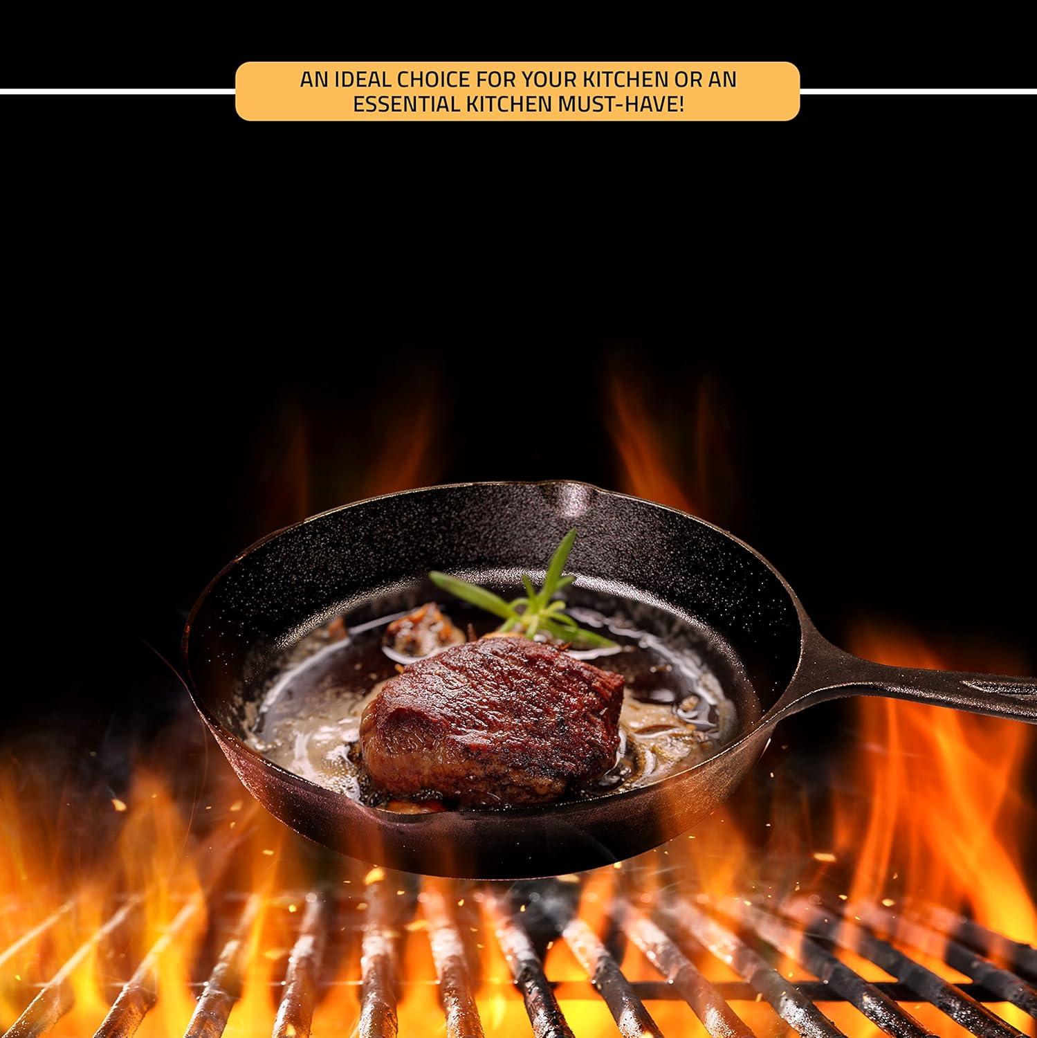 image:imageUtopia Kitchen Cast Iron Frying Pan 1025 Inch Cast Iron Chefs Pan Pre Seasoned Skillet Safe Grill Cookware for Indoor amp Outdoor Use BlackBlack