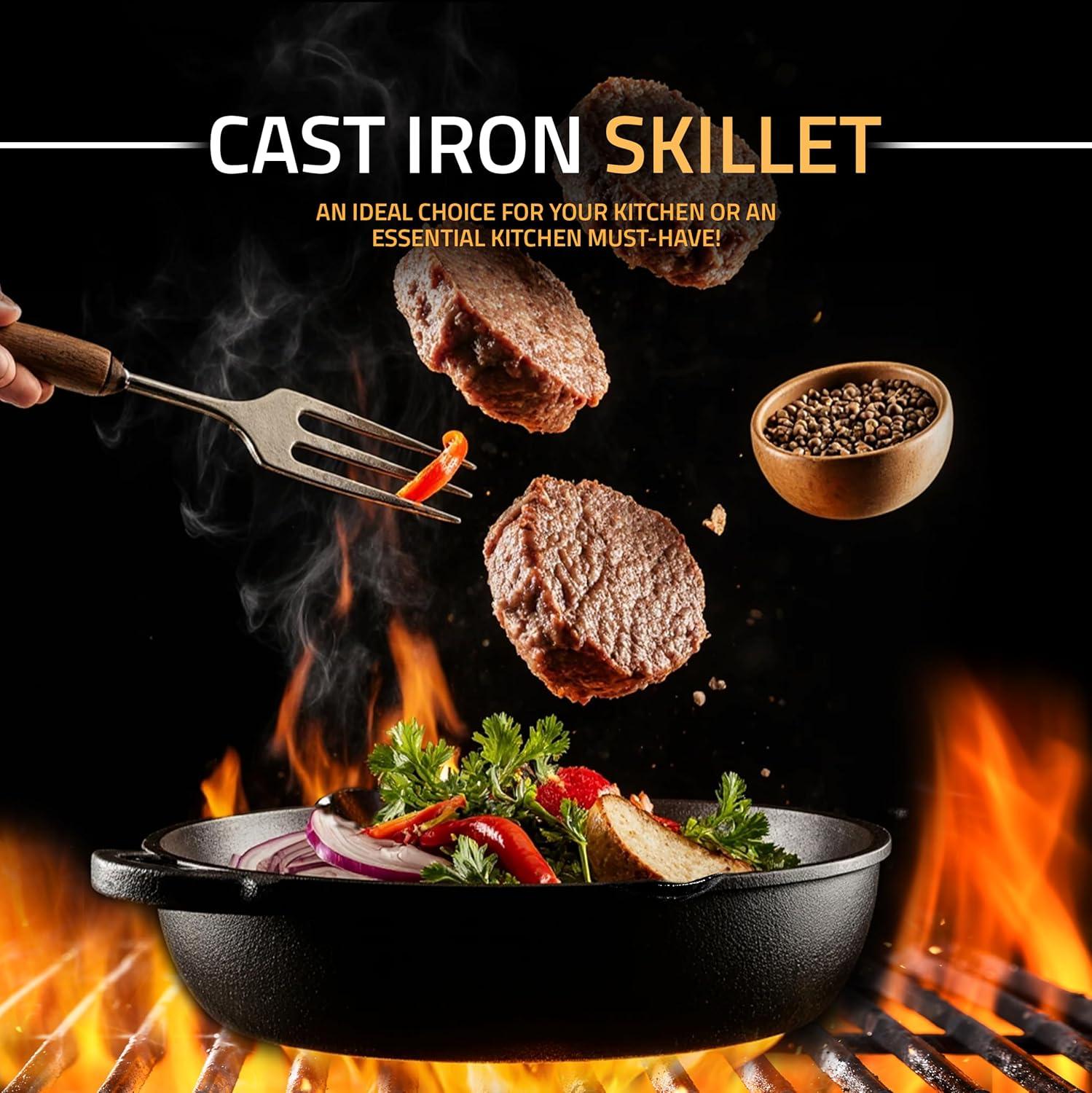 image:imageUtopia Kitchen Cast Iron Frying Pan 1025 Inch Cast Iron Chefs Pan Pre Seasoned Skillet Safe Grill Cookware for Indoor amp Outdoor Use BlackBlack