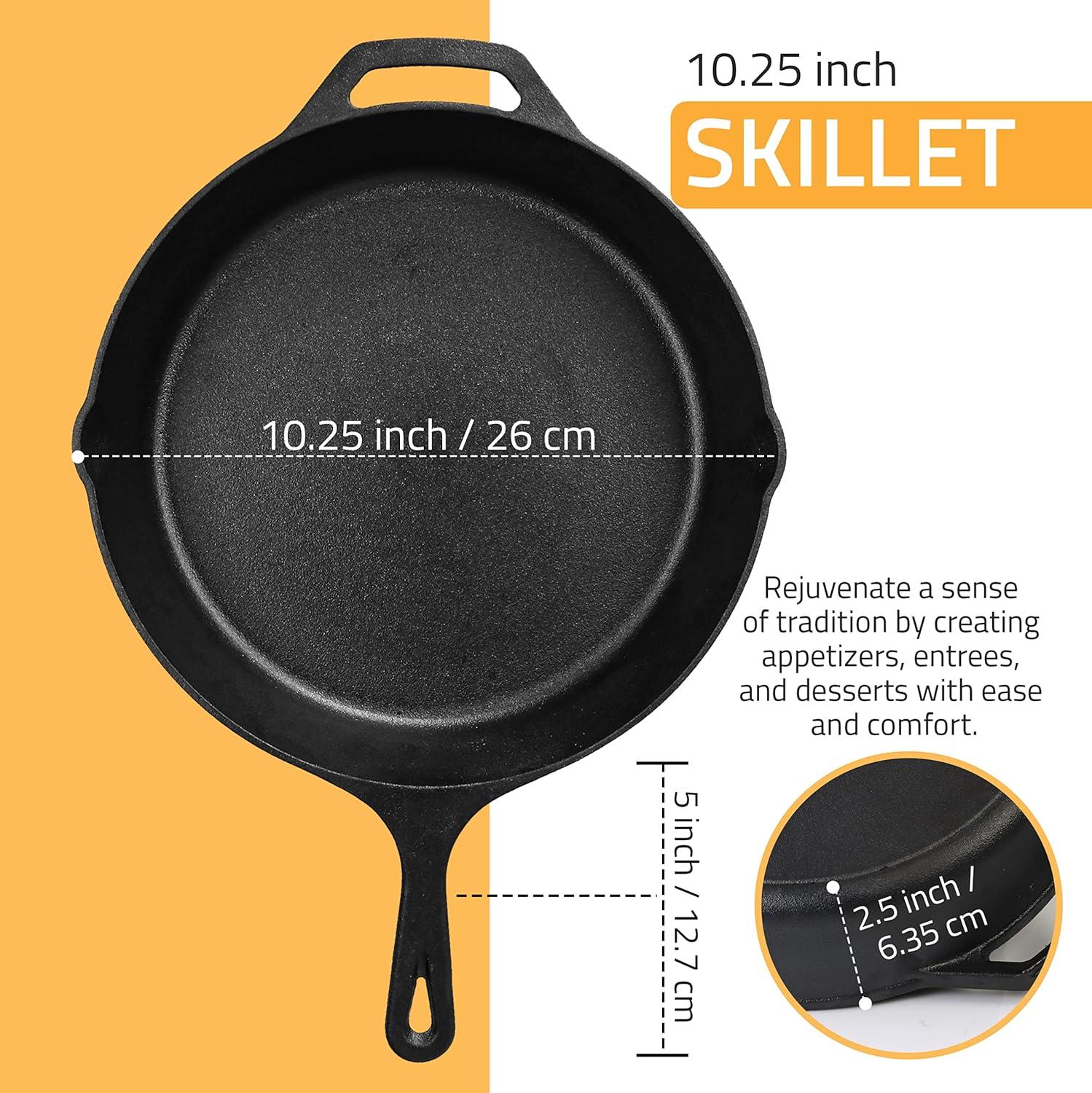 image:imageUtopia Kitchen Cast Iron Frying Pan 1025 Inch Cast Iron Chefs Pan Pre Seasoned Skillet Safe Grill Cookware for Indoor amp Outdoor Use BlackBlack