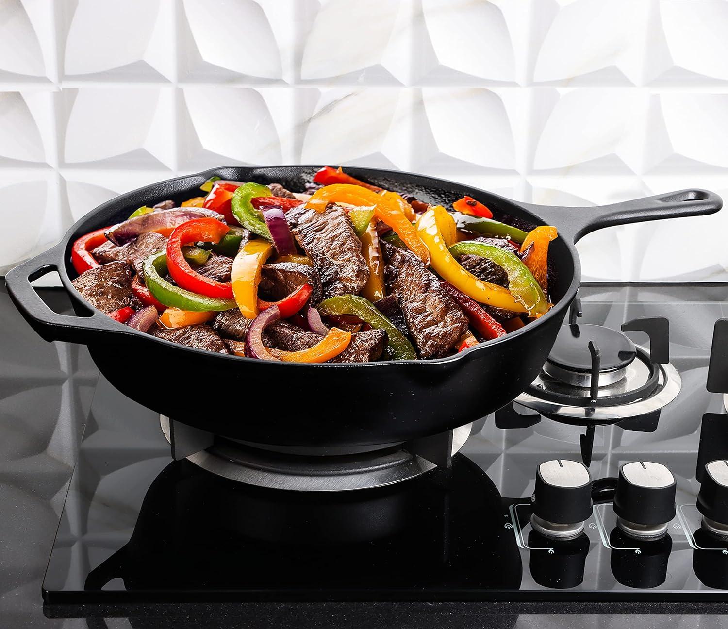 image:imageUtopia Kitchen Cast Iron Frying Pan 1025 Inch Cast Iron Chefs Pan Pre Seasoned Skillet Safe Grill Cookware for Indoor amp Outdoor Use BlackBlack