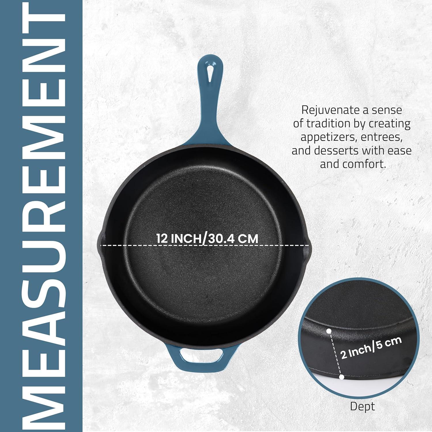 image:imageUtopia Kitchen Cast Iron Frying Pan 1025 Inch Cast Iron Chefs Pan Pre Seasoned Skillet Safe Grill Cookware for Indoor amp Outdoor Use BlackTeal