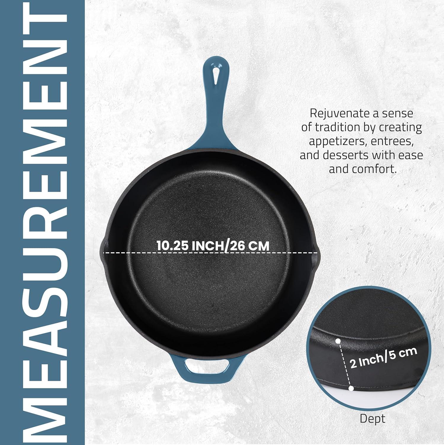 image:imageUtopia Kitchen Cast Iron Frying Pan 1025 Inch Cast Iron Chefs Pan Pre Seasoned Skillet Safe Grill Cookware for Indoor amp Outdoor Use BlackTeal