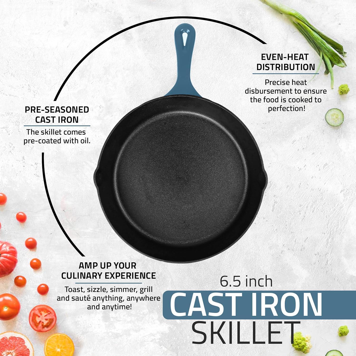 image:imageUtopia Kitchen Cast Iron Frying Pan 1025 Inch Cast Iron Chefs Pan Pre Seasoned Skillet Safe Grill Cookware for Indoor amp Outdoor Use BlackTeal