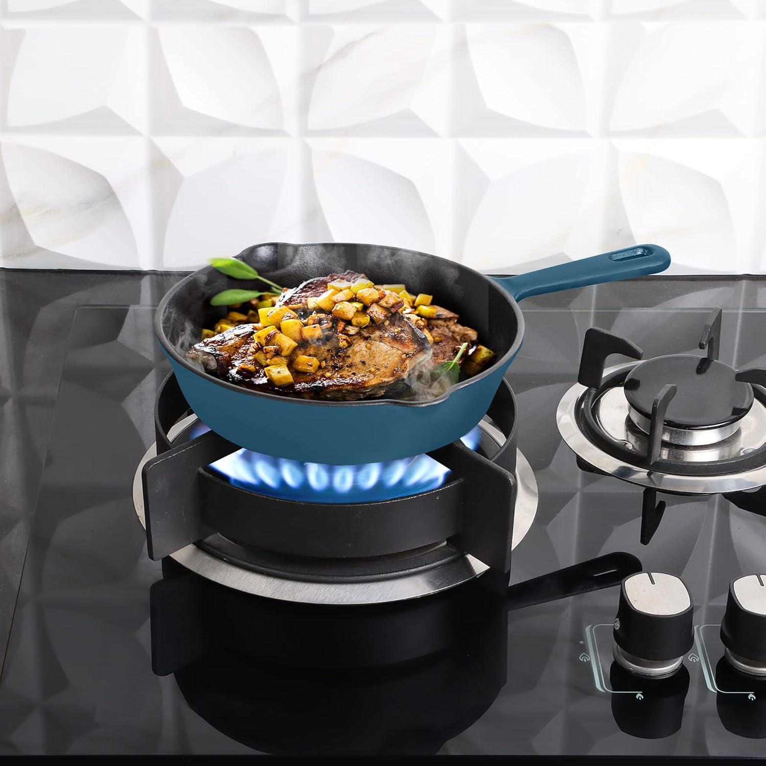 image:imageUtopia Kitchen Cast Iron Frying Pan 1025 Inch Cast Iron Chefs Pan Pre Seasoned Skillet Safe Grill Cookware for Indoor amp Outdoor Use BlackTeal
