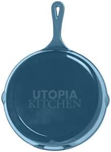 image:imageUtopia Kitchen Cast Iron Frying Pan 1025 Inch Cast Iron Chefs Pan Pre Seasoned Skillet Safe Grill Cookware for Indoor amp Outdoor Use BlackTeal