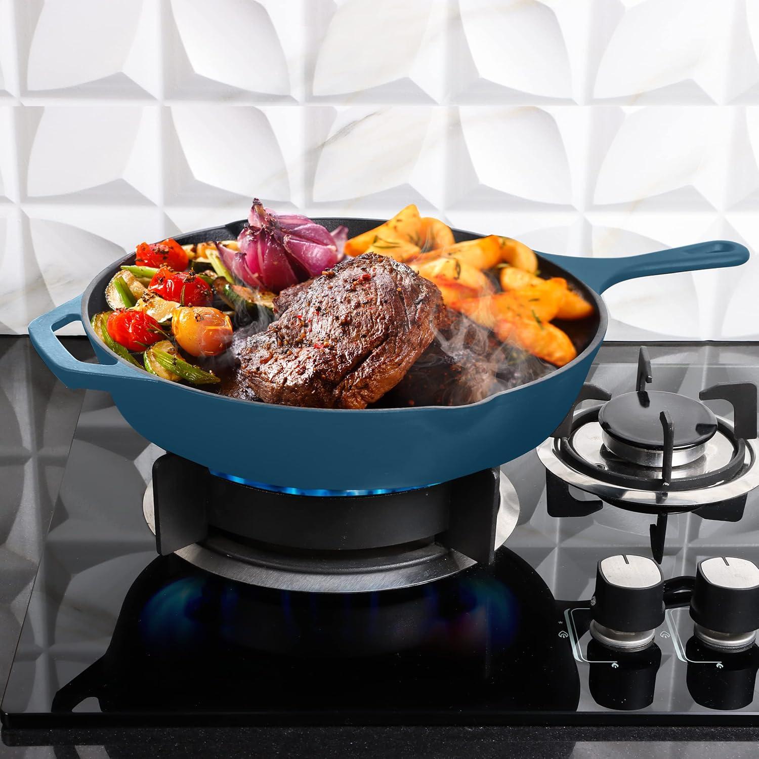 image:imageUtopia Kitchen Cast Iron Frying Pan 1025 Inch Cast Iron Chefs Pan Pre Seasoned Skillet Safe Grill Cookware for Indoor amp Outdoor Use BlackTeal