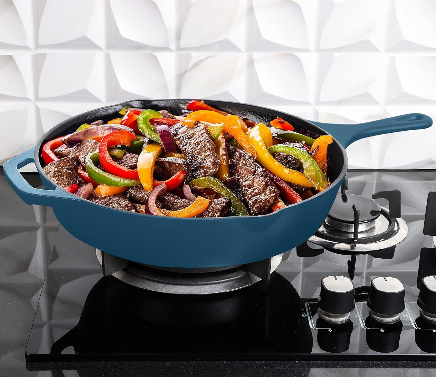 image:imageUtopia Kitchen Cast Iron Frying Pan 1025 Inch Cast Iron Chefs Pan Pre Seasoned Skillet Safe Grill Cookware for Indoor amp Outdoor Use BlackTeal