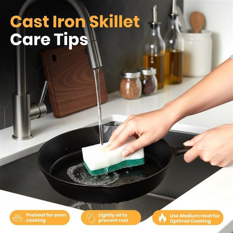 image:imageUtopia Kitchen Cast iron Skillets 3 Piece Set Chefs Pan Pre Seasoned Cast iron Skillets 6 8 amp 10 Inches Easy Use in the Oven Stove Grill or Campfire BlackBlack