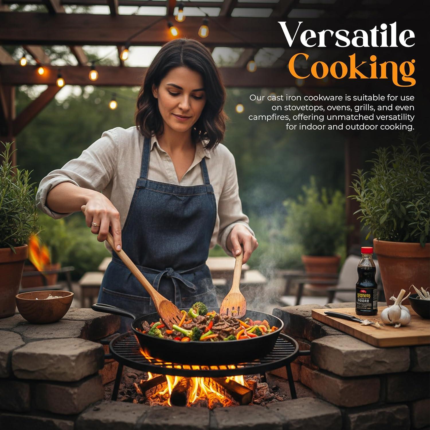 image:imageUtopia Kitchen Cast iron Skillets 3 Piece Set Chefs Pan Pre Seasoned Cast iron Skillets 6 8 amp 10 Inches Easy Use in the Oven Stove Grill or Campfire BlackBlack