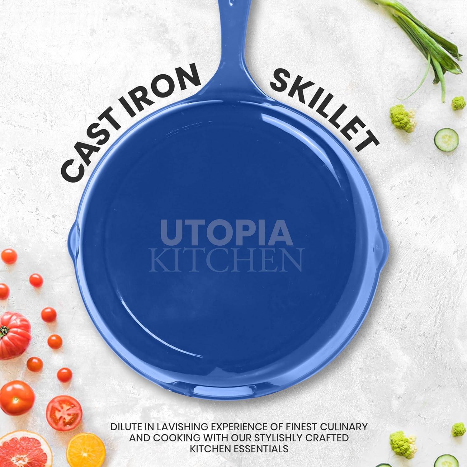 image:imageUtopia Kitchen Cast iron Skillets 3 Piece Set Chefs Pan Pre Seasoned Cast iron Skillets 6 8 amp 10 Inches Easy Use in the Oven Stove Grill or Campfire BlackBlue