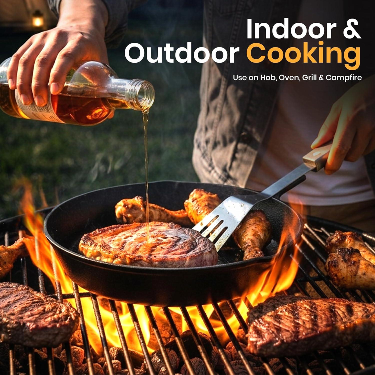 image:imageUtopia Kitchen Cast iron Skillets 3 Piece Set Chefs Pan Pre Seasoned Cast iron Skillets 6 8 amp 10 Inches Easy Use in the Oven Stove Grill or Campfire BlackBlack