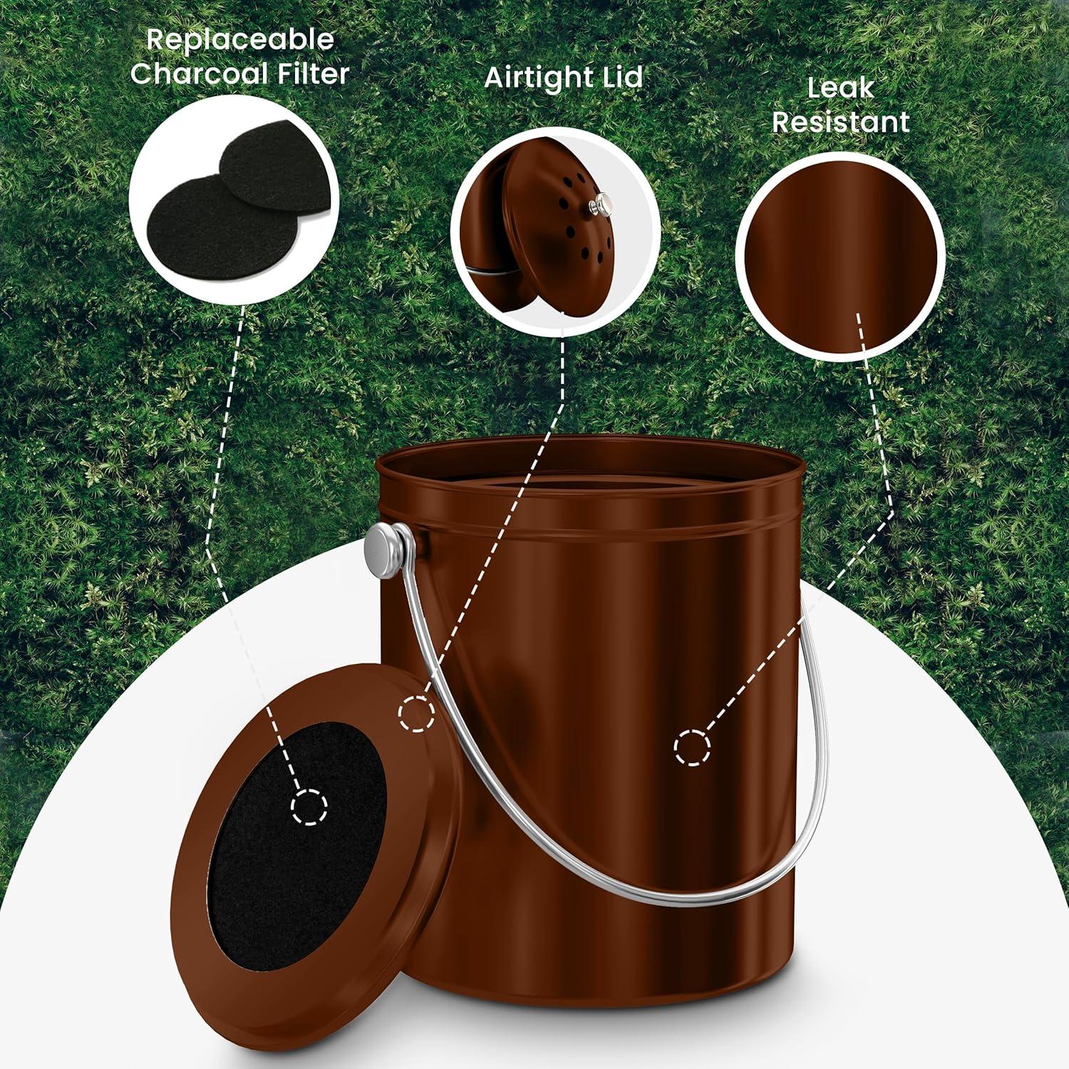 image:imageUtopia Kitchen Compost Bin for Kitchen Countertop 13 Gallon Compost Bucket for Kitchen with Lid Includes 1 Spare Charcoal Filter WhiteCopper