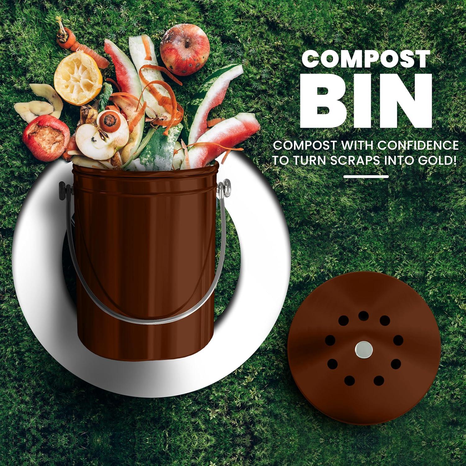 image:imageUtopia Kitchen Compost Bin for Kitchen Countertop 13 Gallon Compost Bucket for Kitchen with Lid Includes 1 Spare Charcoal Filter WhiteCopper