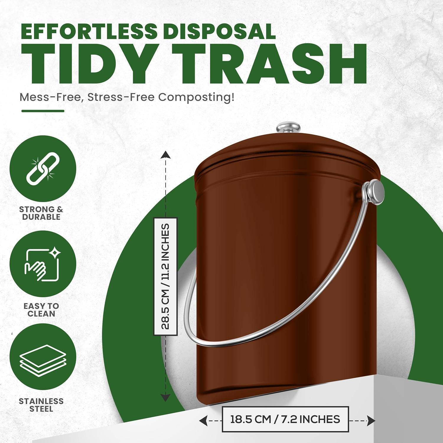 image:imageUtopia Kitchen Compost Bin for Kitchen Countertop 13 Gallon Compost Bucket for Kitchen with Lid Includes 1 Spare Charcoal Filter WhiteCopper