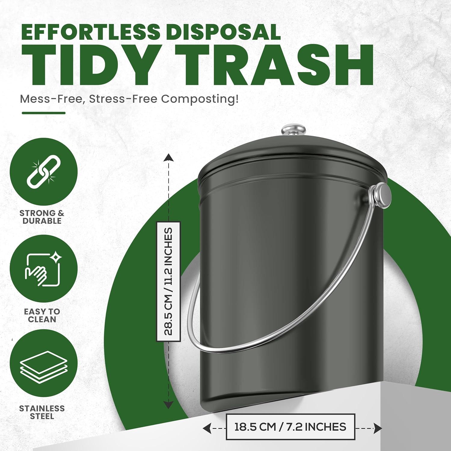 image:imageUtopia Kitchen Compost Bin for Kitchen Countertop 13 Gallon Compost Bucket for Kitchen with Lid Includes 1 Spare Charcoal Filter WhiteGray