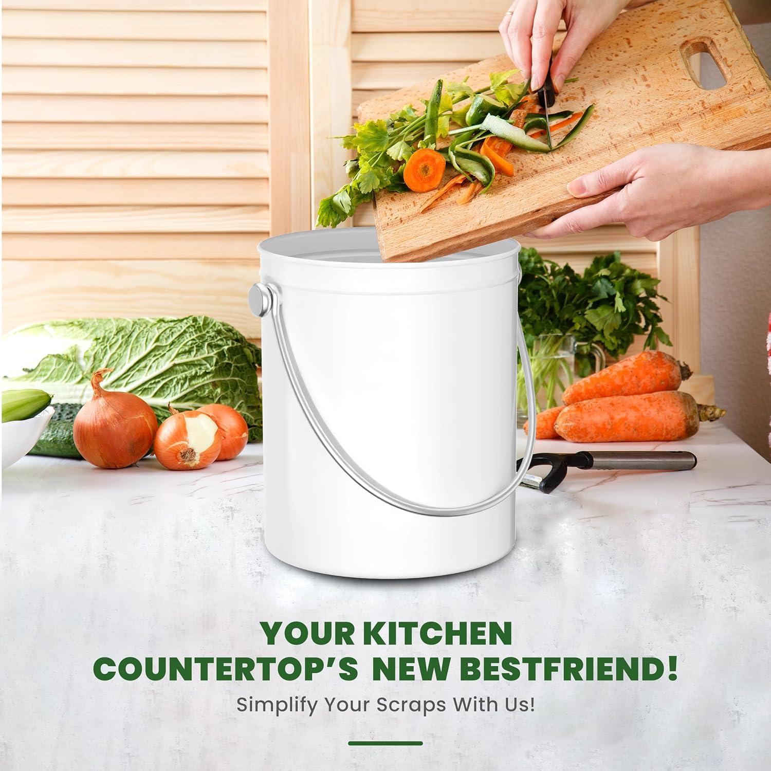 image:imageUtopia Kitchen Compost Bin for Kitchen Countertop 13 Gallon Compost Bucket for Kitchen with Lid Includes 1 Spare Charcoal Filter WhiteWhite