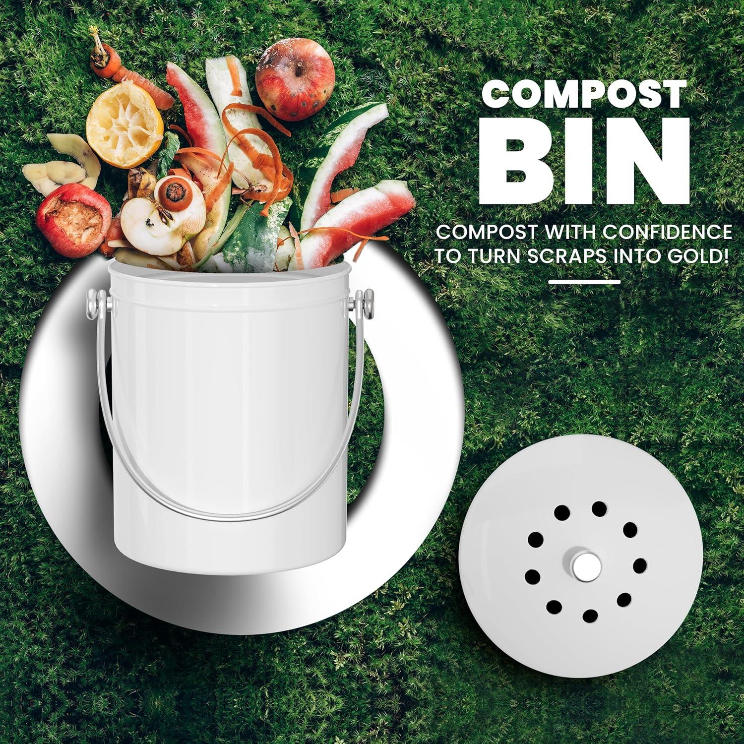 image:imageUtopia Kitchen Compost Bin for Kitchen Countertop 13 Gallon Compost Bucket for Kitchen with Lid Includes 1 Spare Charcoal Filter WhiteWhite
