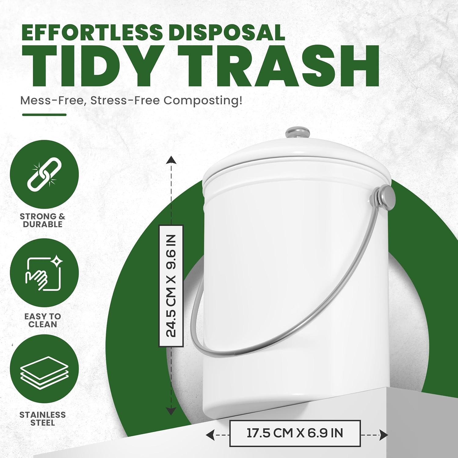image:imageUtopia Kitchen Compost Bin for Kitchen Countertop 13 Gallon Compost Bucket for Kitchen with Lid Includes 1 Spare Charcoal Filter WhiteWhite