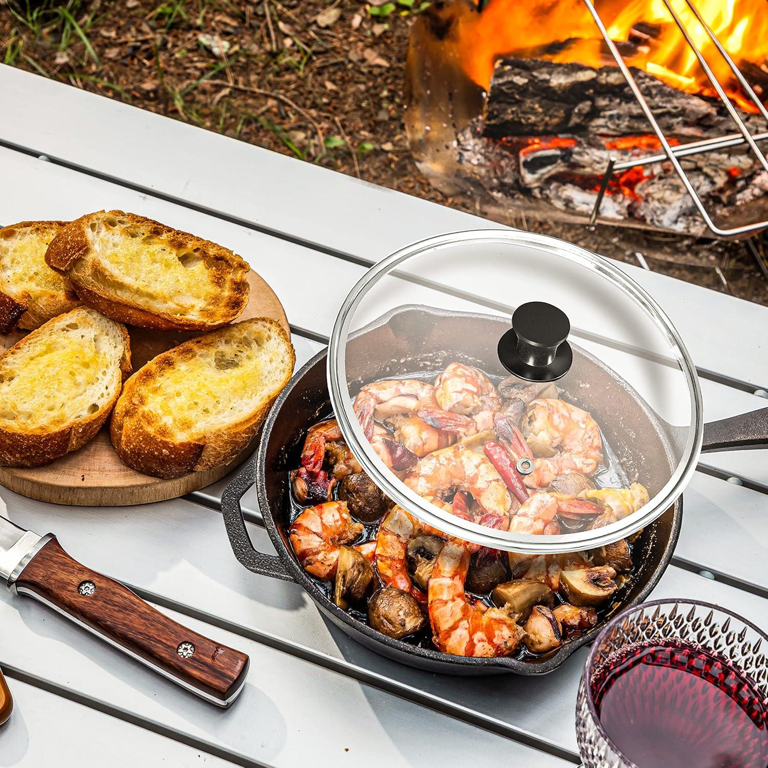 image:imageUtopia Kitchen Premium Saute Frying Pan 12 Inch Cast Iron Chefs Pan Pre Seasoned Cast iron Skillet With Lid Safe Grill Cookware for Indoor amp Outdoor Use BlackBlack