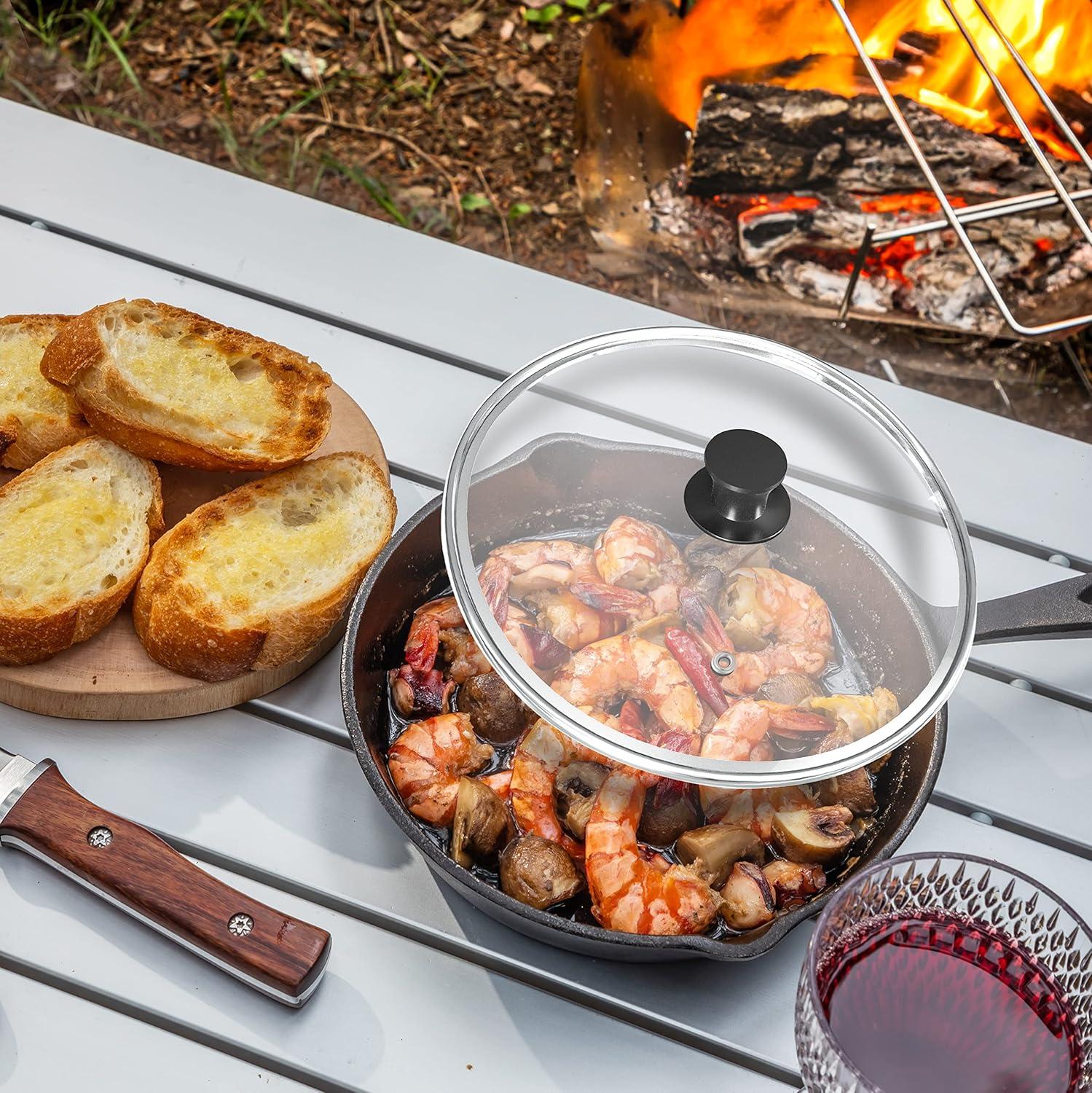 image:imageUtopia Kitchen Premium Saute Frying Pan 12 Inch Cast Iron Chefs Pan Pre Seasoned Cast iron Skillet With Lid Safe Grill Cookware for Indoor amp Outdoor Use BlackBlack