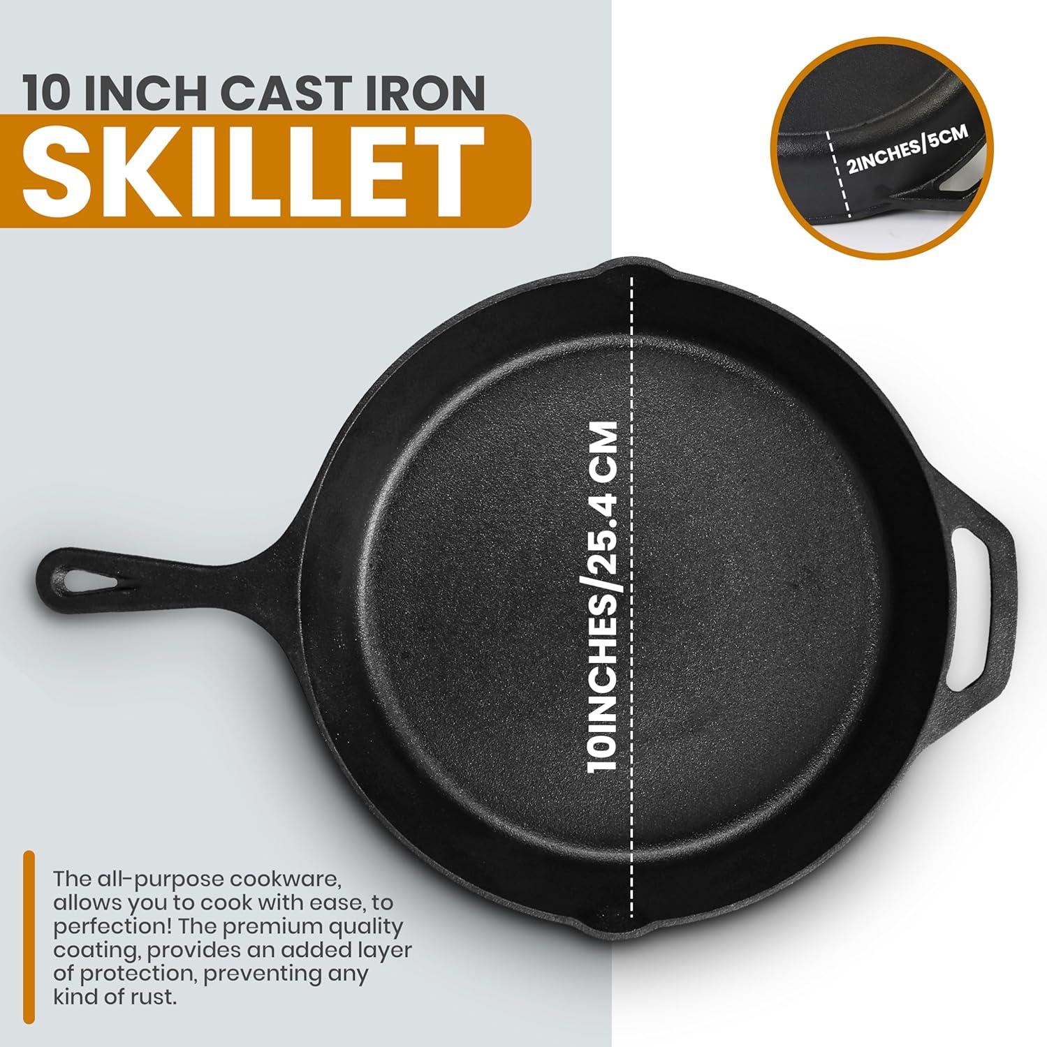 image:imageUtopia Kitchen Premium Saute Frying Pan 12 Inch Cast Iron Chefs Pan Pre Seasoned Cast iron Skillet With Lid Safe Grill Cookware for Indoor amp Outdoor Use BlackBlack