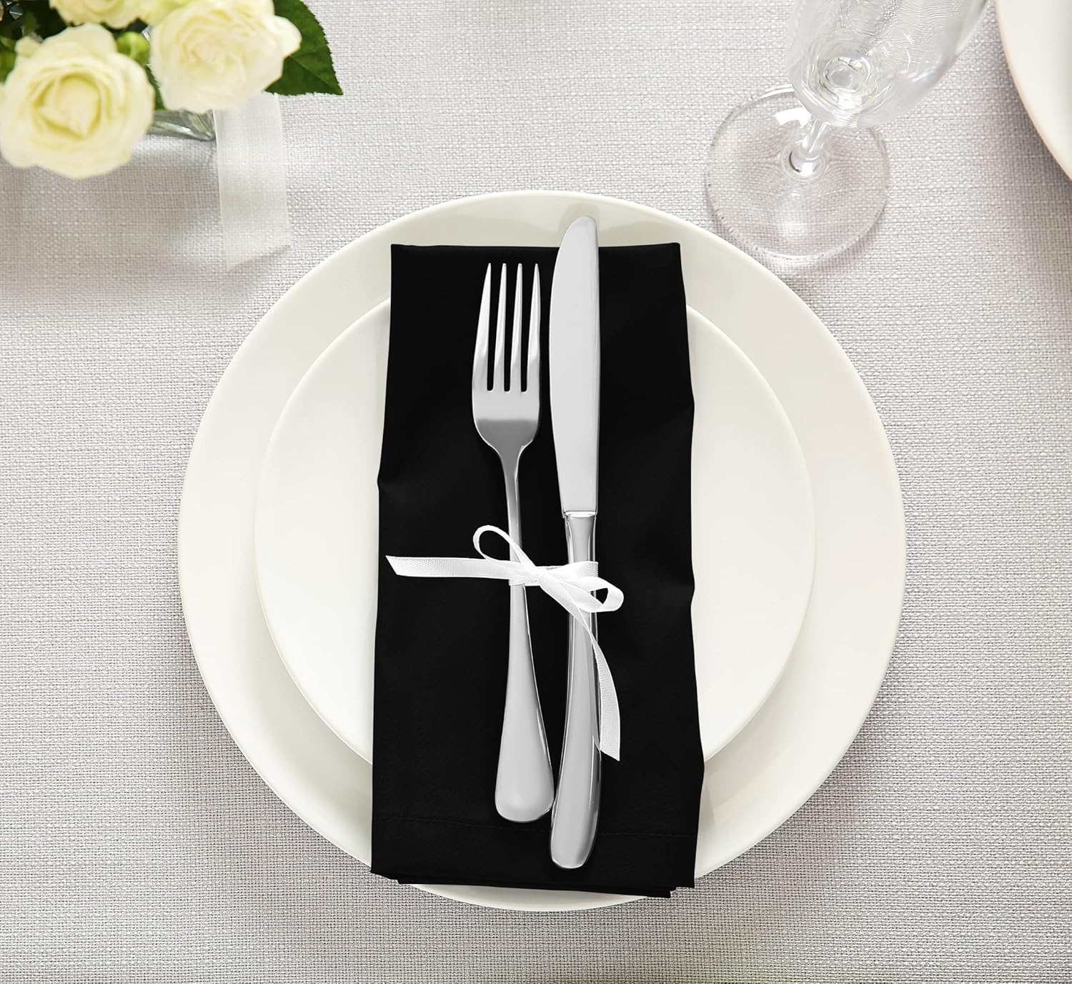 image:imageUtopia Kitchen Black Cloth Napkins 12 Pack 18x18 Inch Absorbent Cotton Blend Washable and Reusable for Dinner Restaurant Lunch Wedding and HotelBlack