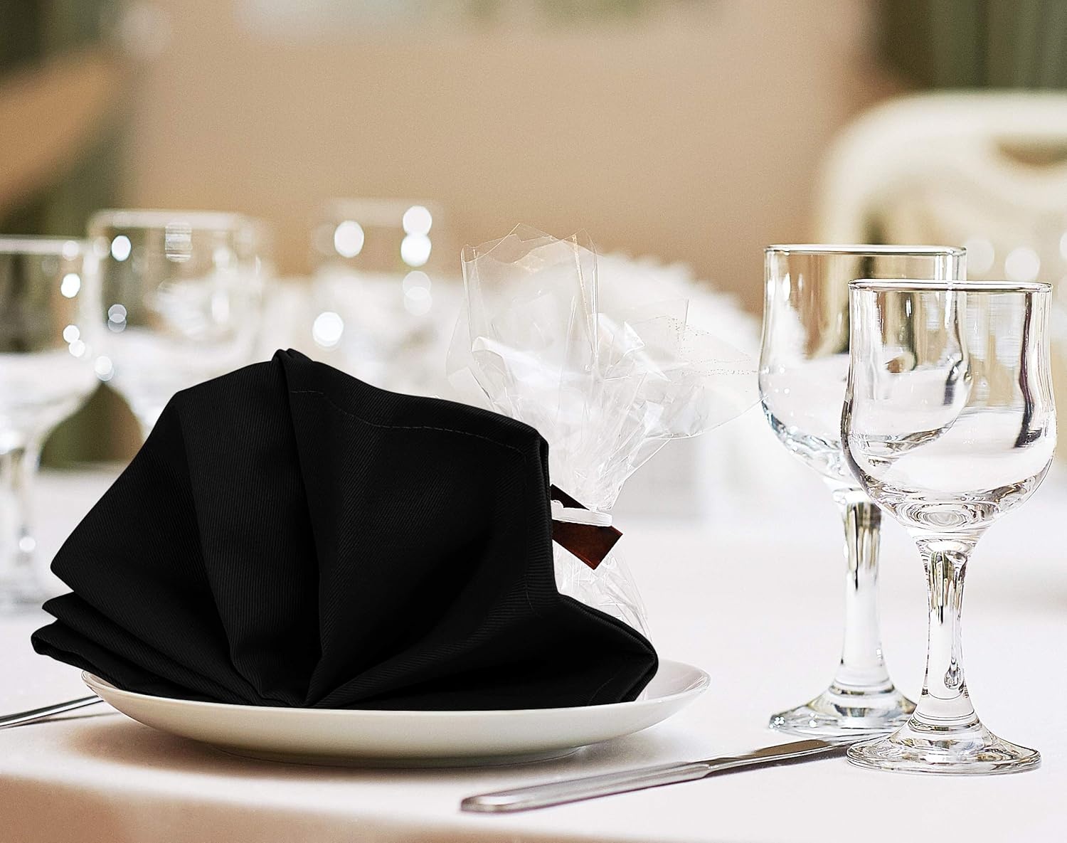 image:imageUtopia Kitchen Black Cloth Napkins 12 Pack 18x18 Inch Absorbent Cotton Blend Washable and Reusable for Dinner Restaurant Lunch Wedding and HotelBlack