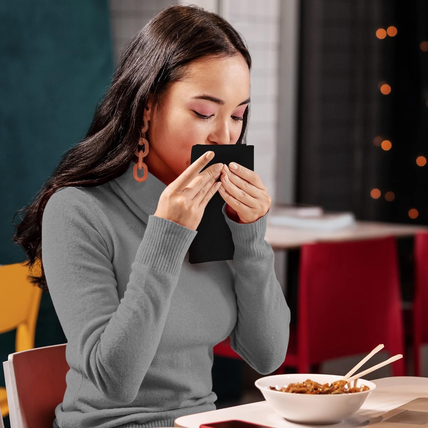 image:imageUtopia Kitchen Black Cloth Napkins 12 Pack 18x18 Inch Absorbent Cotton Blend Washable and Reusable for Dinner Restaurant Lunch Wedding and HotelBlack