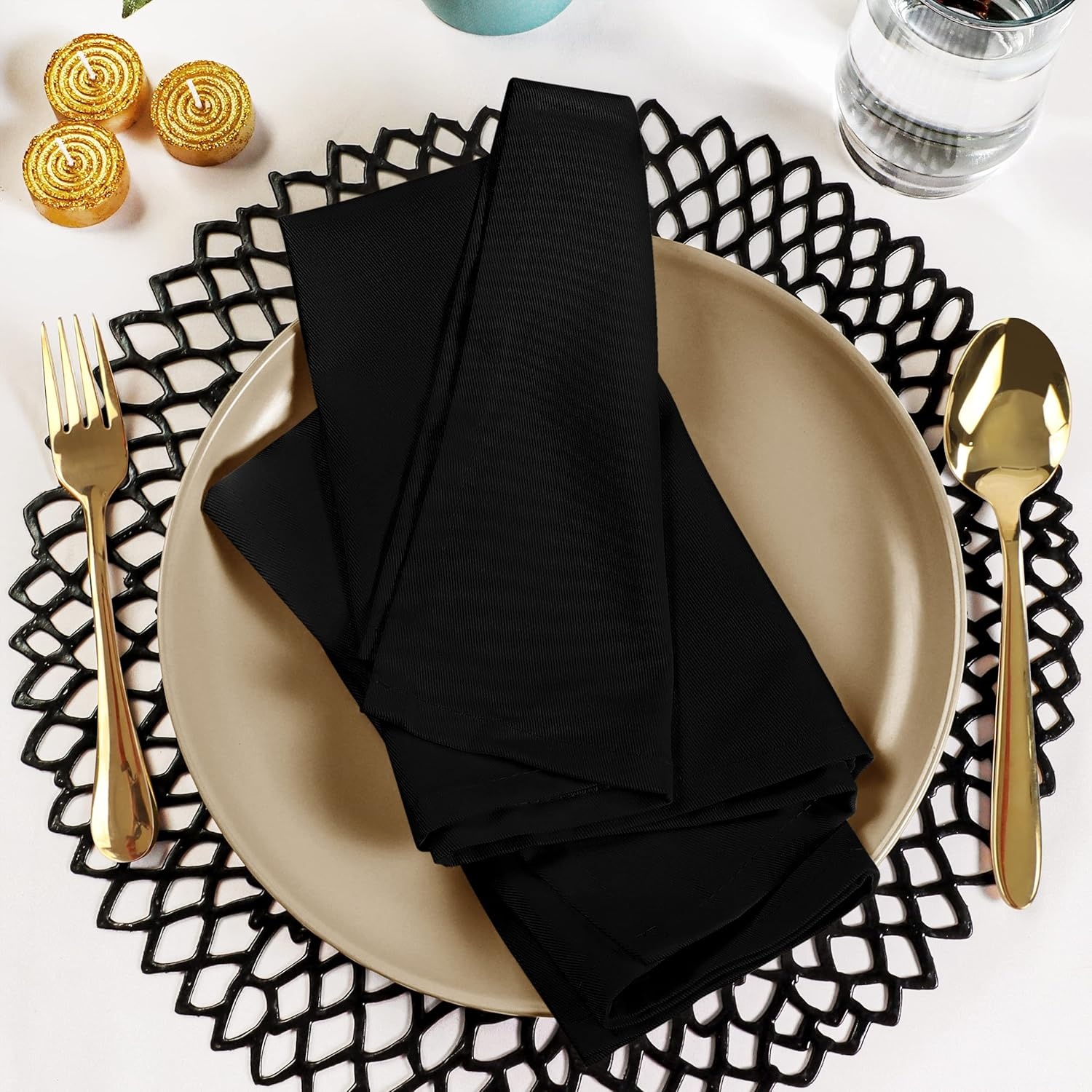image:imageUtopia Kitchen Black Cloth Napkins 12 Pack 18x18 Inch Absorbent Cotton Blend Washable and Reusable for Dinner Restaurant Lunch Wedding and HotelBlack