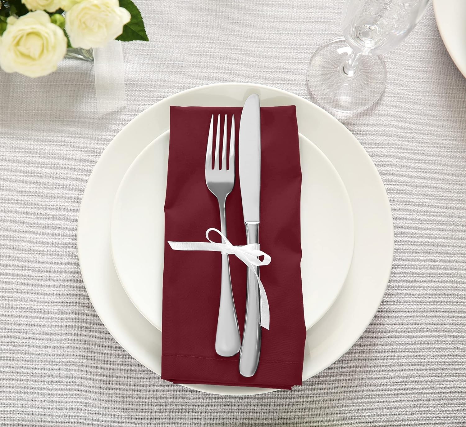 image:imageUtopia Kitchen Black Cloth Napkins 12 Pack 18x18 Inch Absorbent Cotton Blend Washable and Reusable for Dinner Restaurant Lunch Wedding and HotelBurgundy