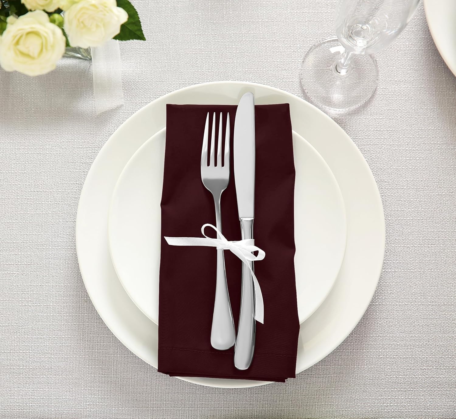 image:imageUtopia Kitchen Black Cloth Napkins 12 Pack 18x18 Inch Absorbent Cotton Blend Washable and Reusable for Dinner Restaurant Lunch Wedding and HotelBurgundy