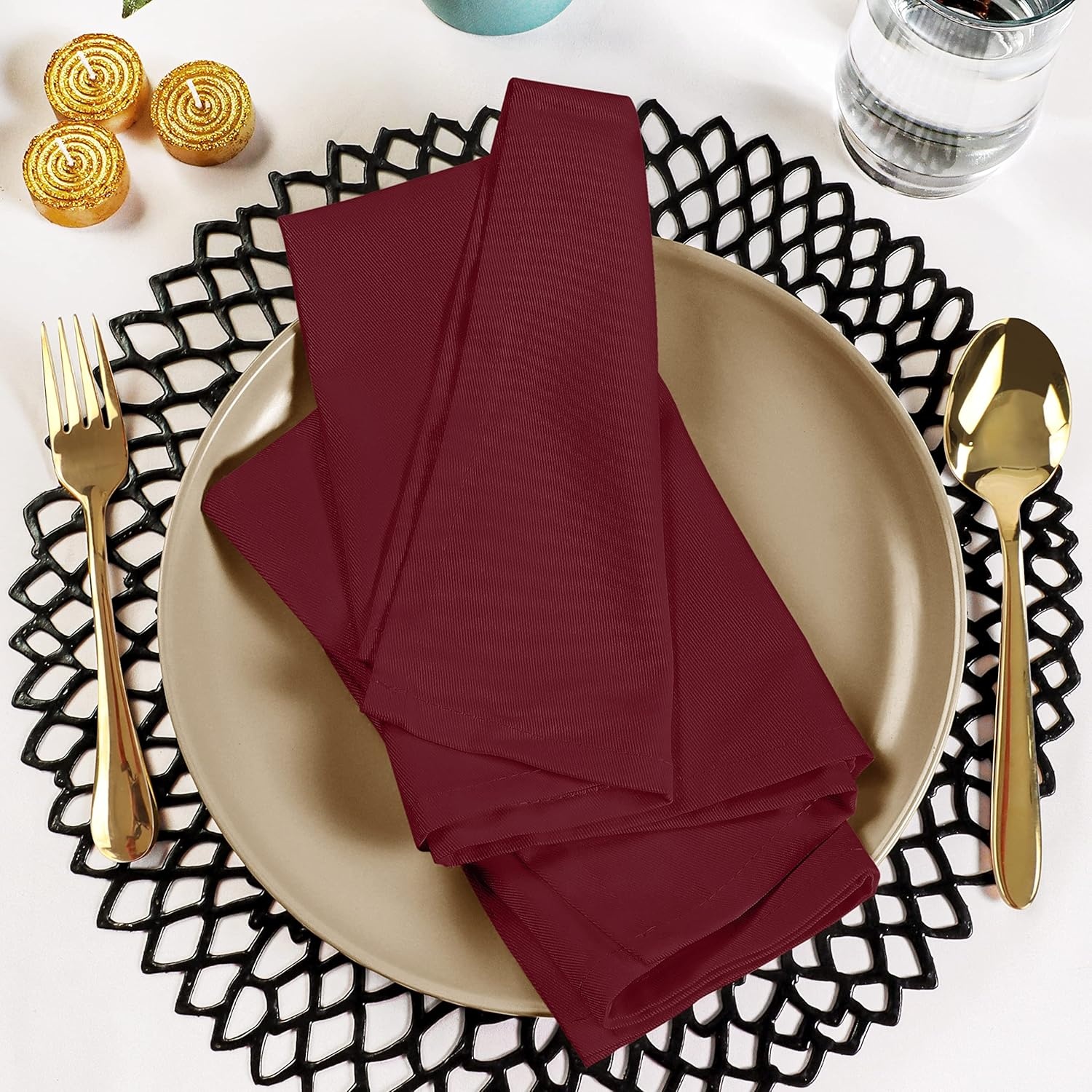 image:imageUtopia Kitchen Black Cloth Napkins 12 Pack 18x18 Inch Absorbent Cotton Blend Washable and Reusable for Dinner Restaurant Lunch Wedding and HotelBurgundy