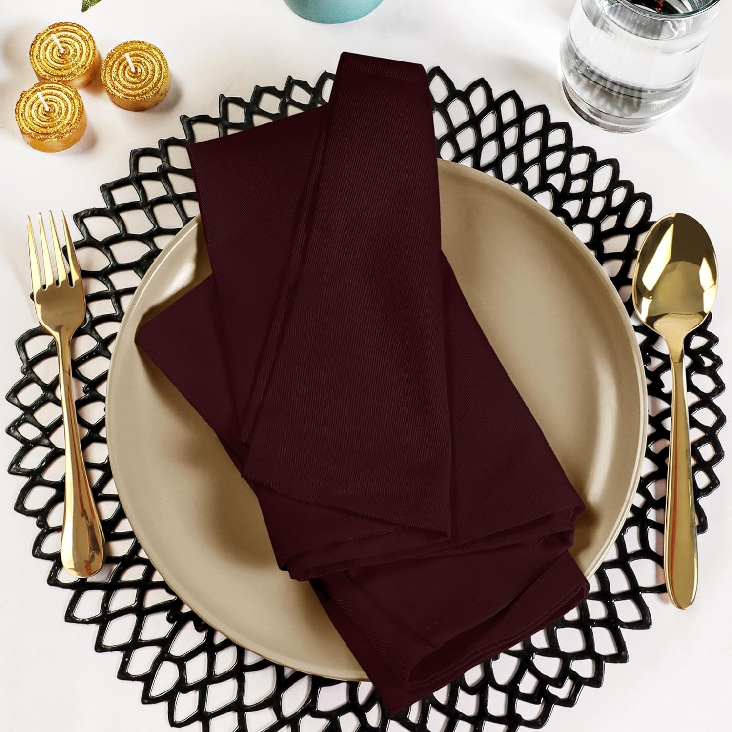 image:imageUtopia Kitchen Black Cloth Napkins 12 Pack 18x18 Inch Absorbent Cotton Blend Washable and Reusable for Dinner Restaurant Lunch Wedding and HotelBurgundy