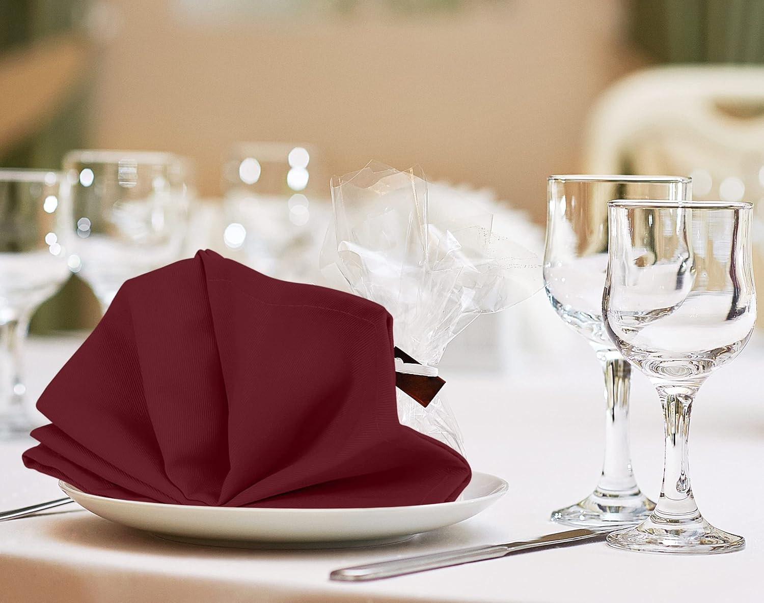 image:imageUtopia Kitchen Black Cloth Napkins 12 Pack 18x18 Inch Absorbent Cotton Blend Washable and Reusable for Dinner Restaurant Lunch Wedding and HotelBurgundy