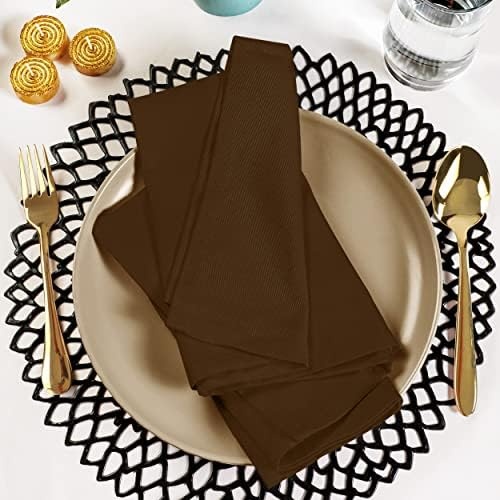 image:imageUtopia Kitchen Black Cloth Napkins 12 Pack 18x18 Inch Absorbent Cotton Blend Washable and Reusable for Dinner Restaurant Lunch Wedding and HotelChocolate