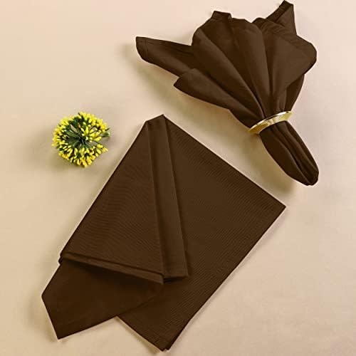 image:imageUtopia Kitchen Black Cloth Napkins 12 Pack 18x18 Inch Absorbent Cotton Blend Washable and Reusable for Dinner Restaurant Lunch Wedding and HotelChocolate