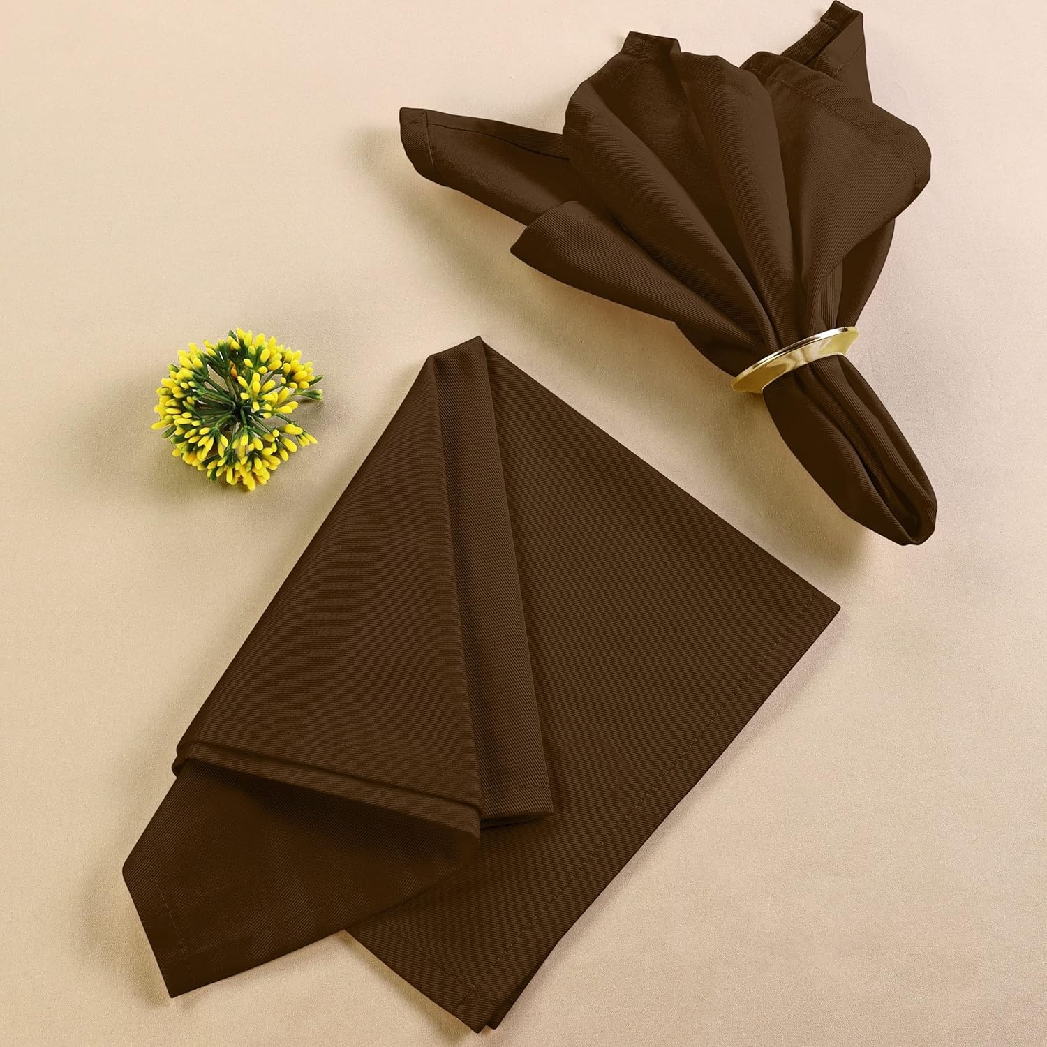 image:imageUtopia Kitchen Black Cloth Napkins 12 Pack 18x18 Inch Absorbent Cotton Blend Washable and Reusable for Dinner Restaurant Lunch Wedding and HotelChocolate