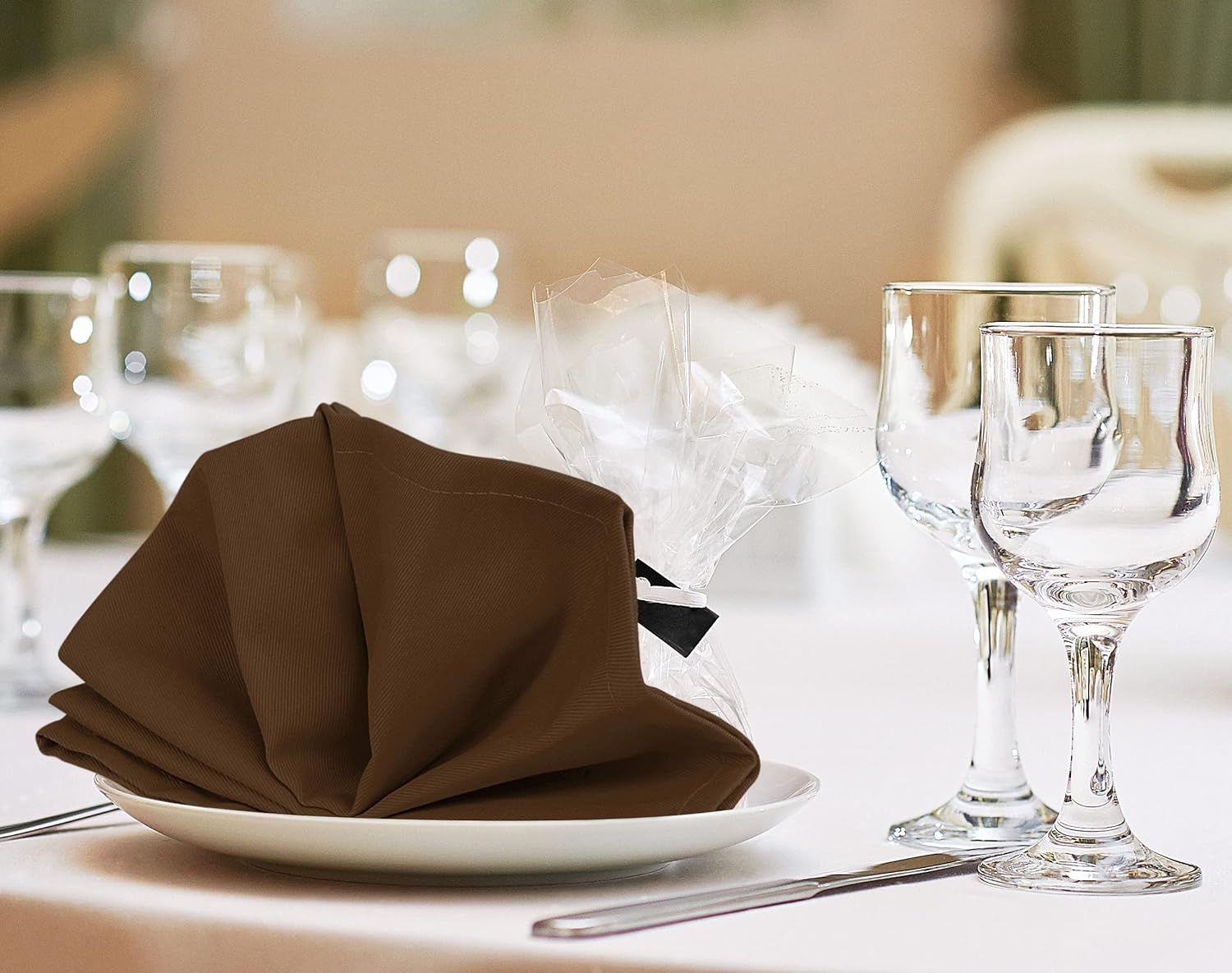 image:imageUtopia Kitchen Black Cloth Napkins 12 Pack 18x18 Inch Absorbent Cotton Blend Washable and Reusable for Dinner Restaurant Lunch Wedding and HotelChocolate