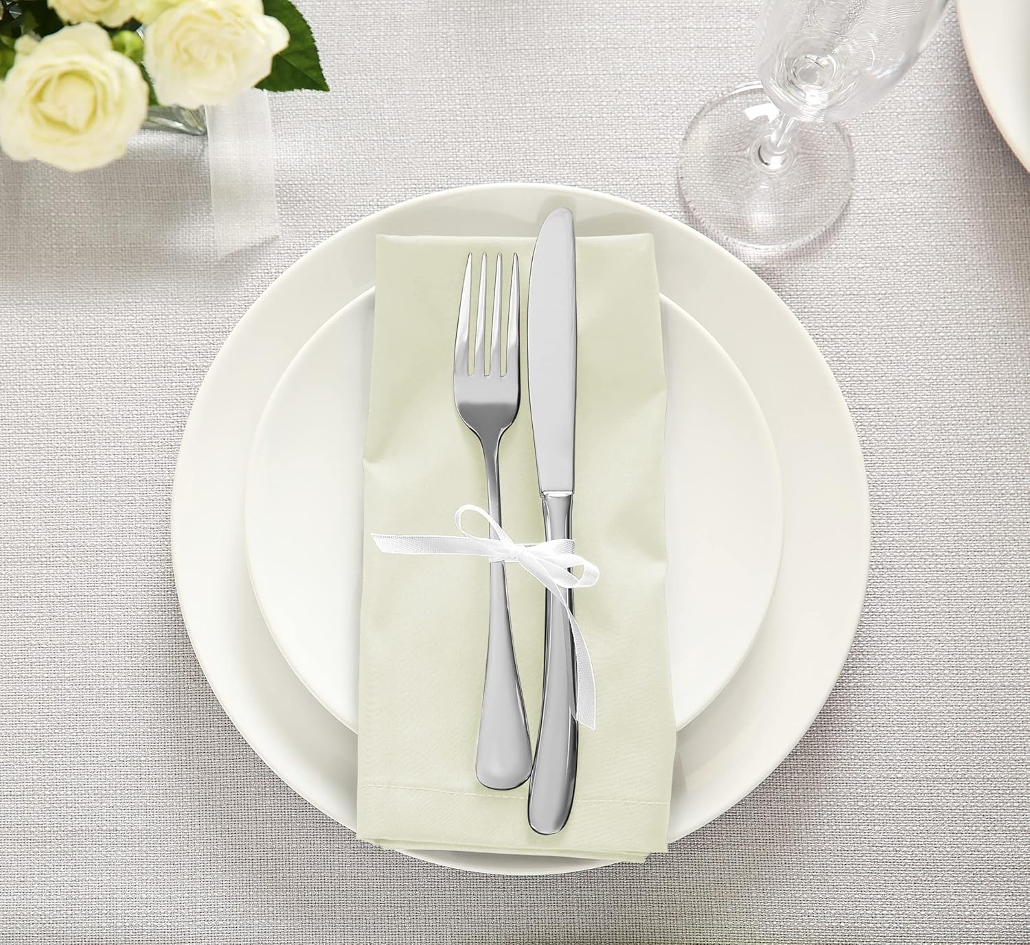 image:imageUtopia Kitchen Black Cloth Napkins 12 Pack 18x18 Inch Absorbent Cotton Blend Washable and Reusable for Dinner Restaurant Lunch Wedding and HotelIvory