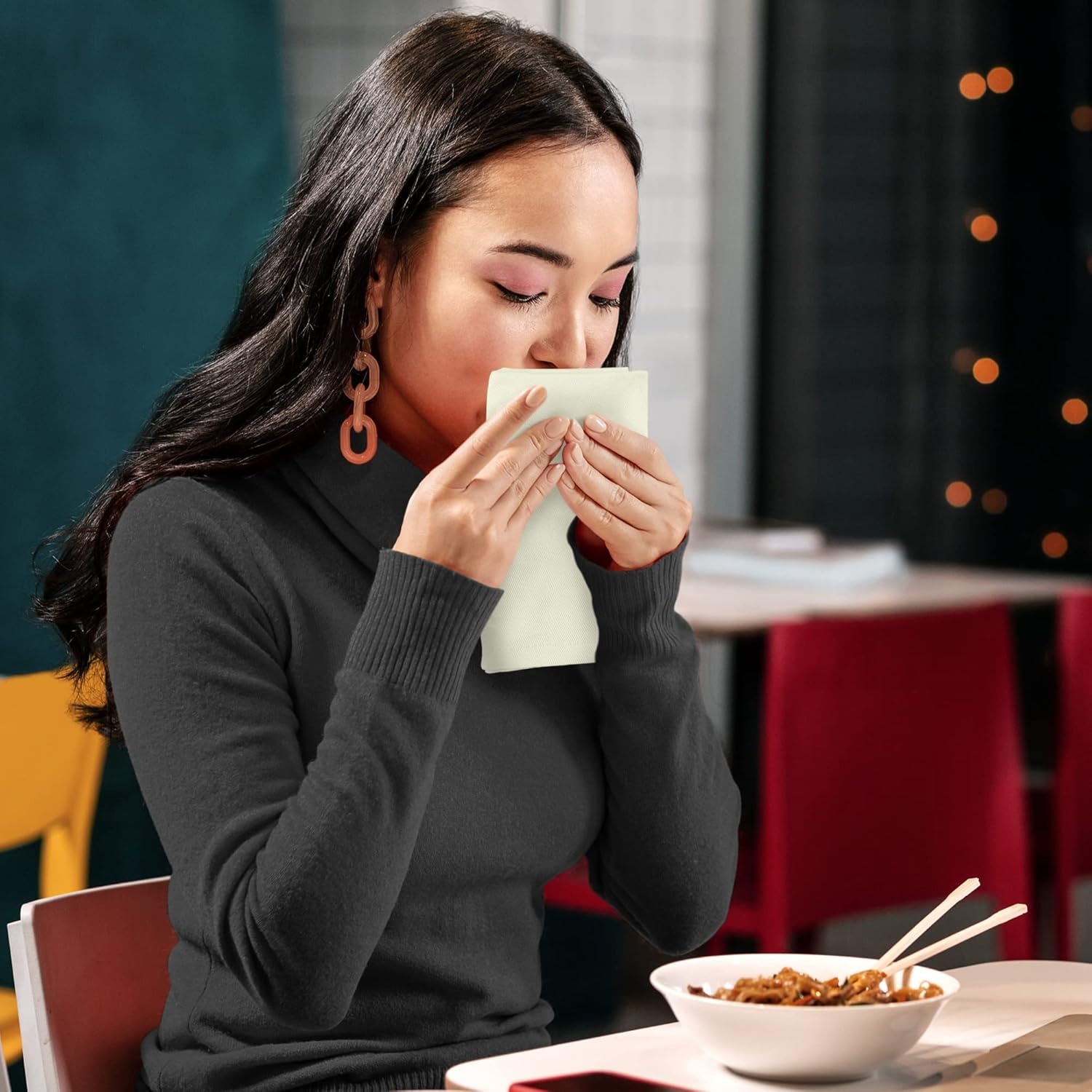 image:imageUtopia Kitchen Black Cloth Napkins 12 Pack 18x18 Inch Absorbent Cotton Blend Washable and Reusable for Dinner Restaurant Lunch Wedding and HotelIvory