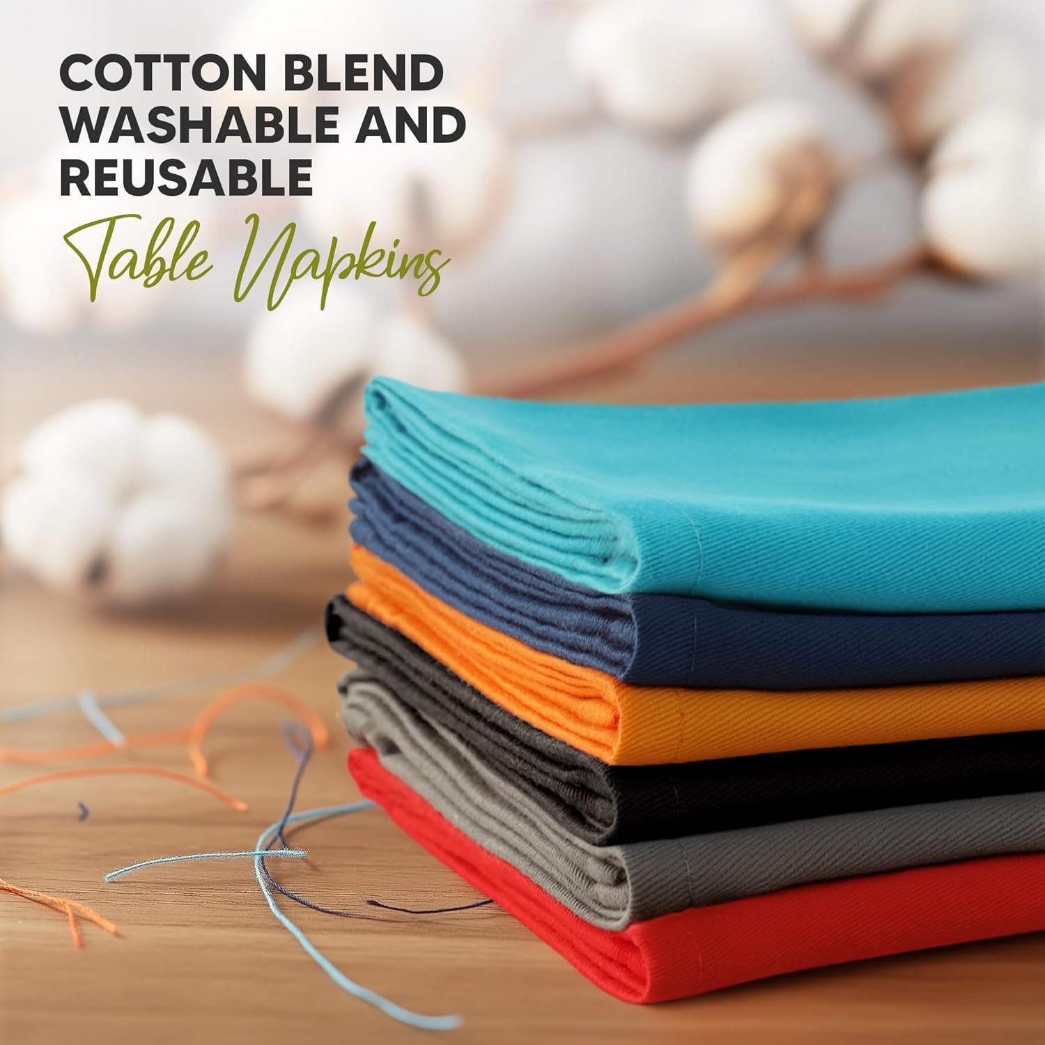 image:imageUtopia Kitchen Black Cloth Napkins 12 Pack 18x18 Inch Absorbent Cotton Blend Washable and Reusable for Dinner Restaurant Lunch Wedding and HotelMulticolor