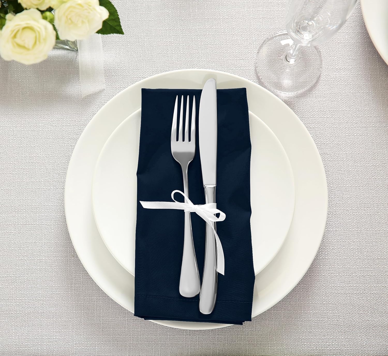 image:imageUtopia Kitchen Black Cloth Napkins 12 Pack 18x18 Inch Absorbent Cotton Blend Washable and Reusable for Dinner Restaurant Lunch Wedding and HotelNavy