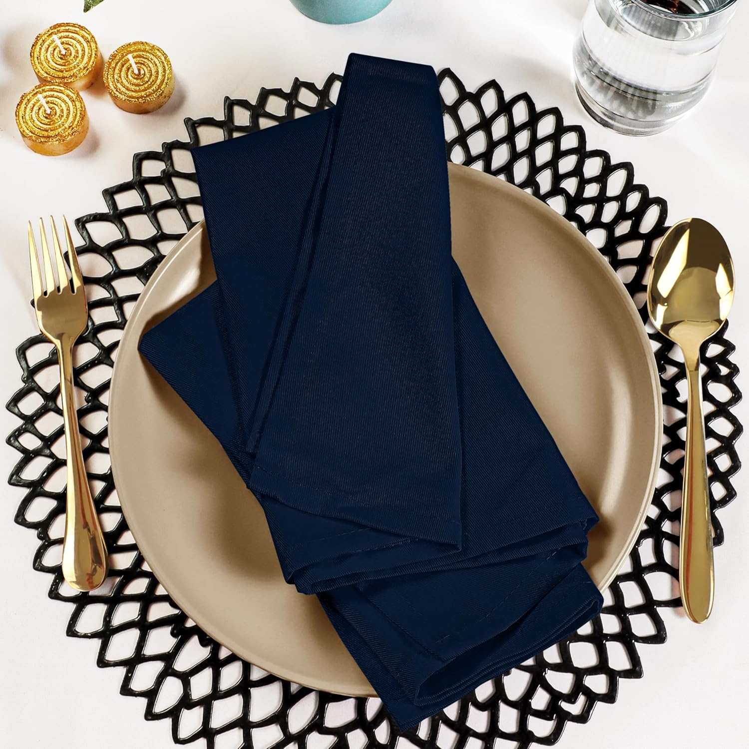 image:imageUtopia Kitchen Black Cloth Napkins 12 Pack 18x18 Inch Absorbent Cotton Blend Washable and Reusable for Dinner Restaurant Lunch Wedding and HotelNavy