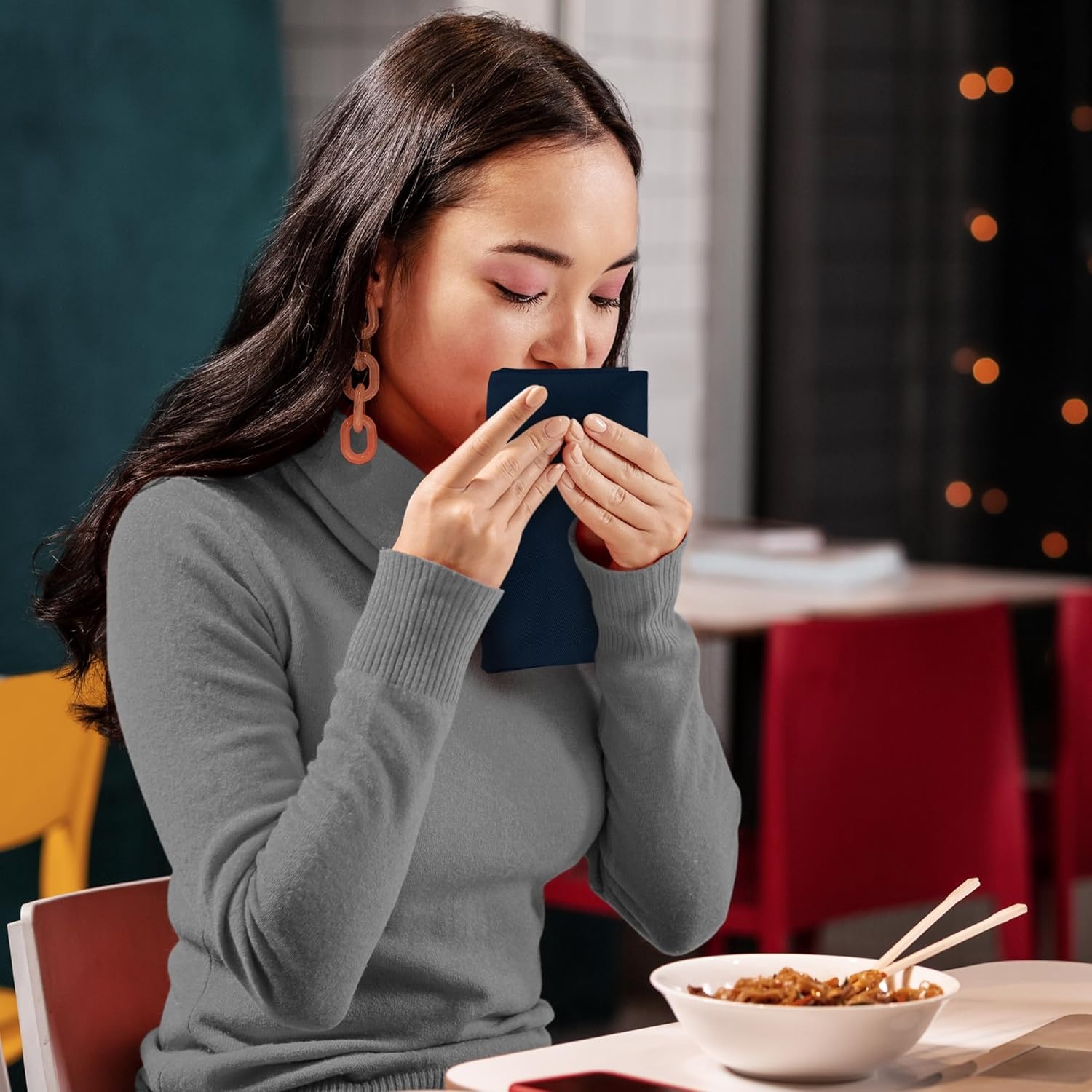 image:imageUtopia Kitchen Black Cloth Napkins 12 Pack 18x18 Inch Absorbent Cotton Blend Washable and Reusable for Dinner Restaurant Lunch Wedding and HotelNavy