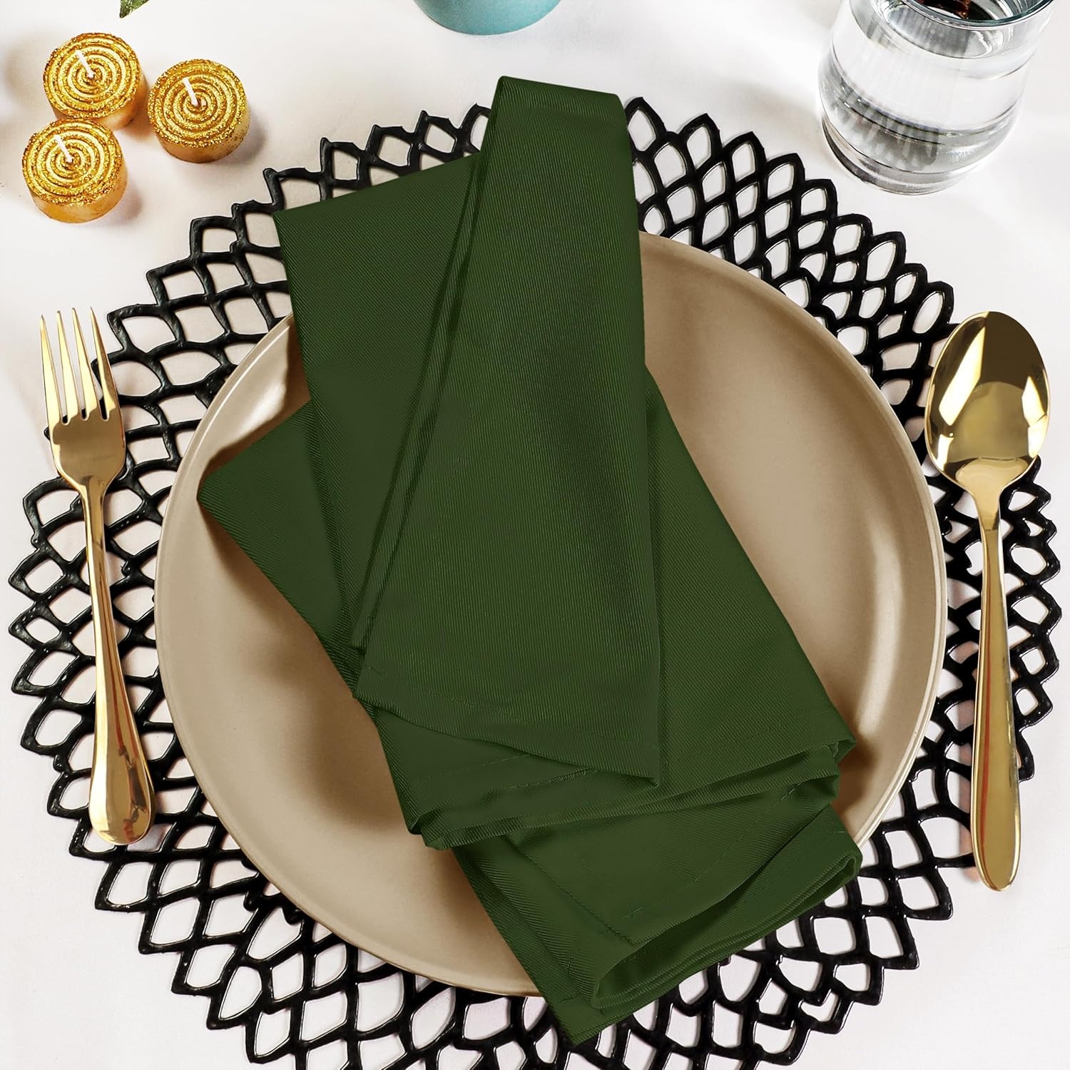 image:imageUtopia Kitchen Black Cloth Napkins 12 Pack 18x18 Inch Absorbent Cotton Blend Washable and Reusable for Dinner Restaurant Lunch Wedding and HotelOlive
