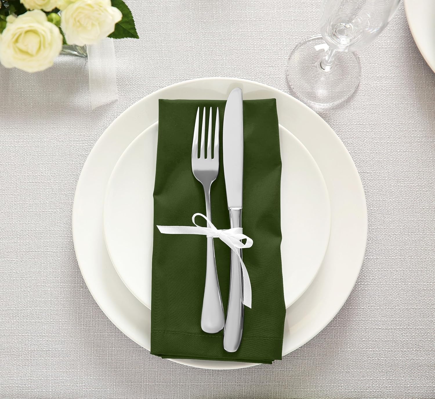 image:imageUtopia Kitchen Black Cloth Napkins 12 Pack 18x18 Inch Absorbent Cotton Blend Washable and Reusable for Dinner Restaurant Lunch Wedding and HotelOlive