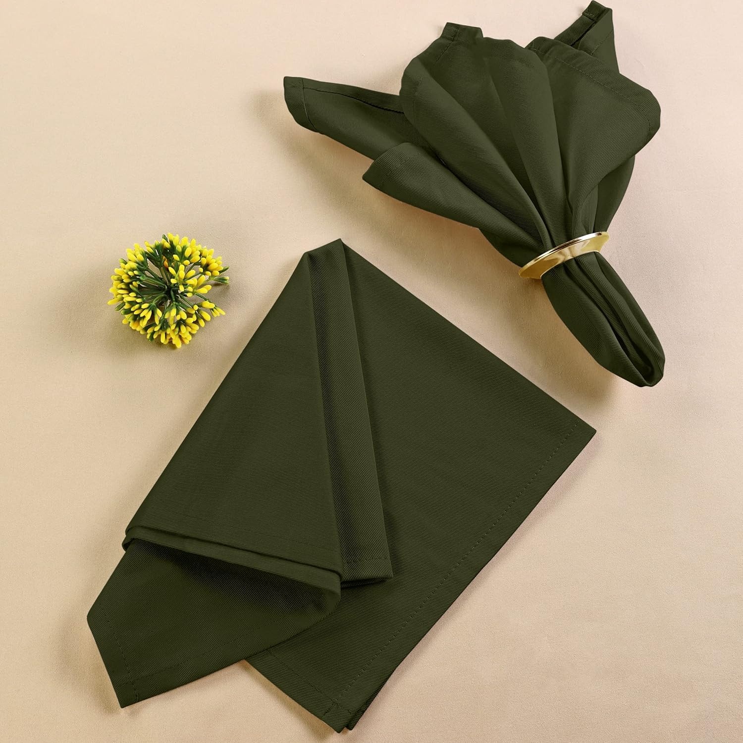 image:imageUtopia Kitchen Black Cloth Napkins 12 Pack 18x18 Inch Absorbent Cotton Blend Washable and Reusable for Dinner Restaurant Lunch Wedding and HotelOlive